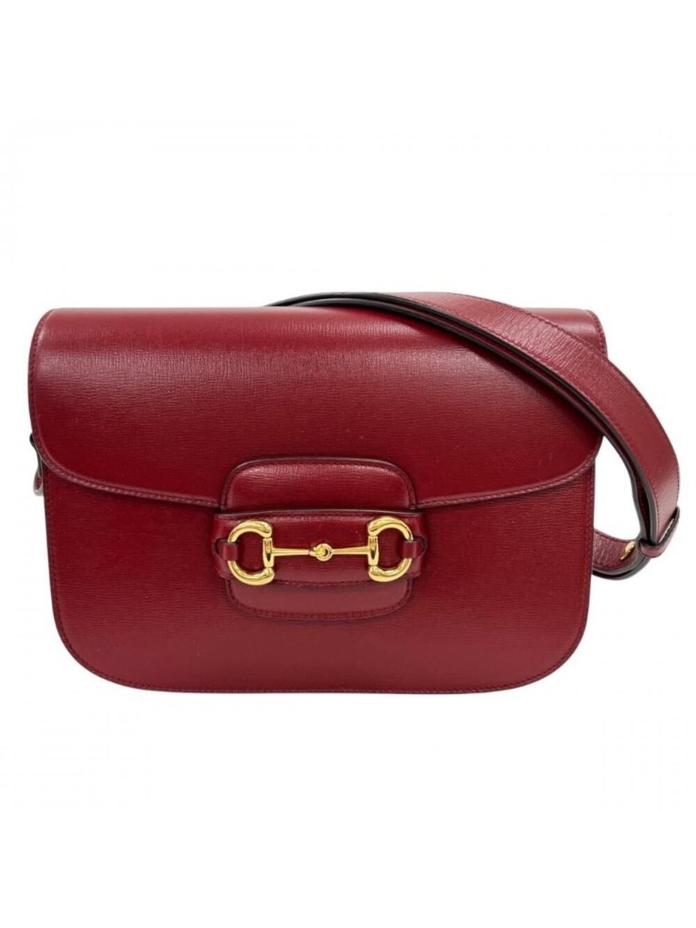 Gucci Shoulder Bag Horsebit 1955 Leather Red Gold
